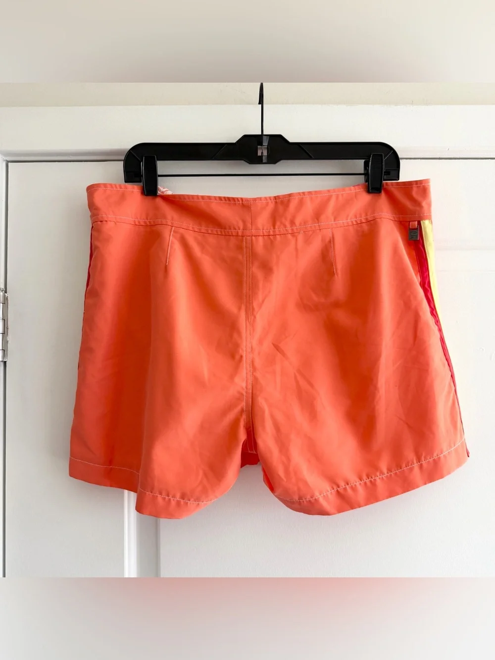 Parke & Ronen Men’s Light Orange Lace Up 3 1/2” Swim Trunks Shorts